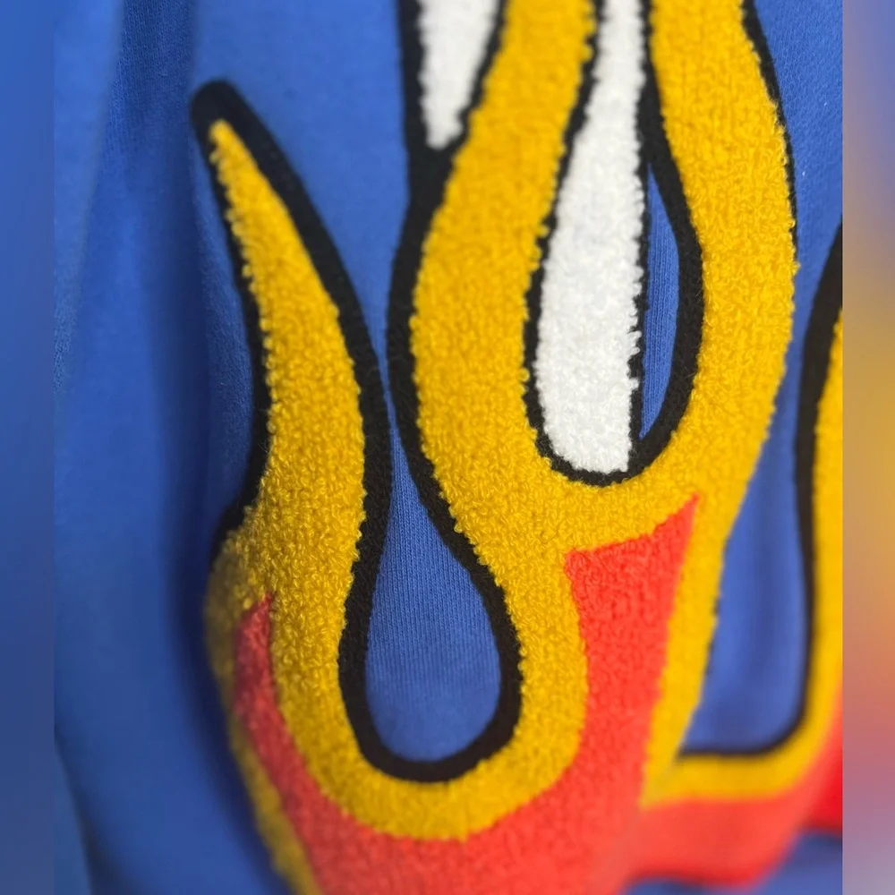 Lifted Anchors Burning Bridges Men Hoodie Sweater Large Blue Flames 100% Cotton